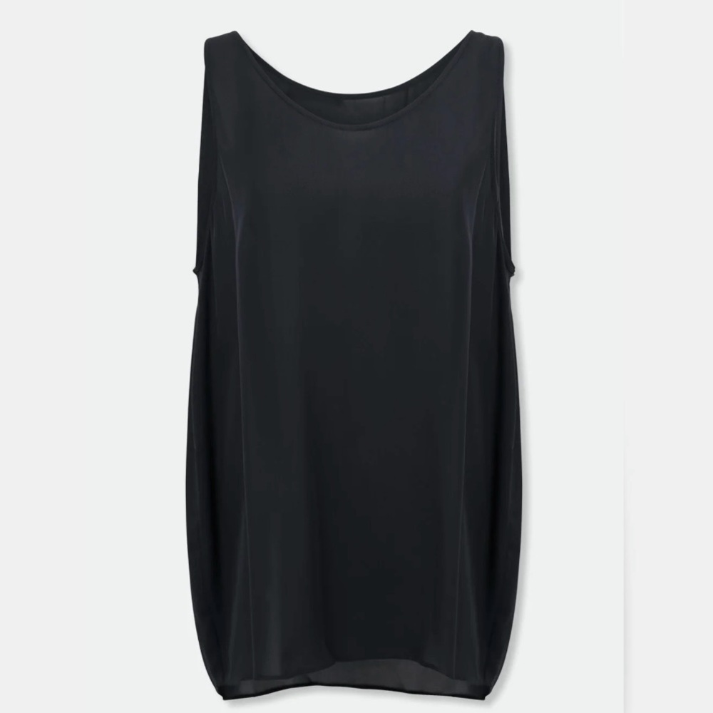 Jarbo 100% Silk Layering Tank Top Sleeveless Blouse In Black Size 0/XS